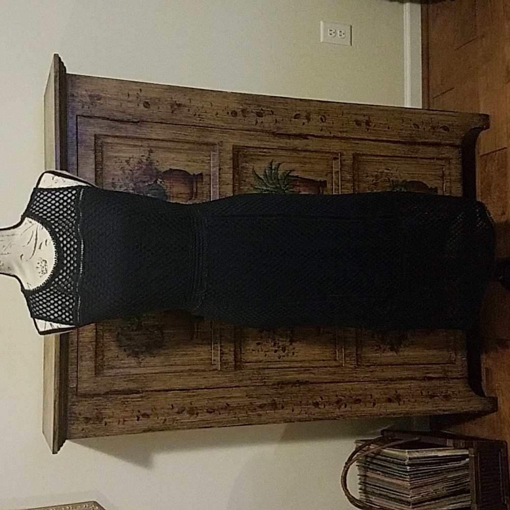 Navy Crochet Stretch Dress (Small/Tall)